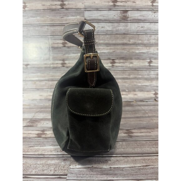DOONEY & BOURKE Suede leather satchel purse bag color green Brown vintage 90's - Picture 12 of 13